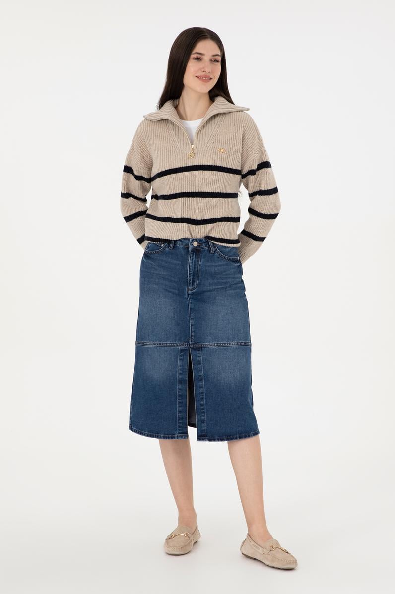 Kadın Mavi Jean Etek