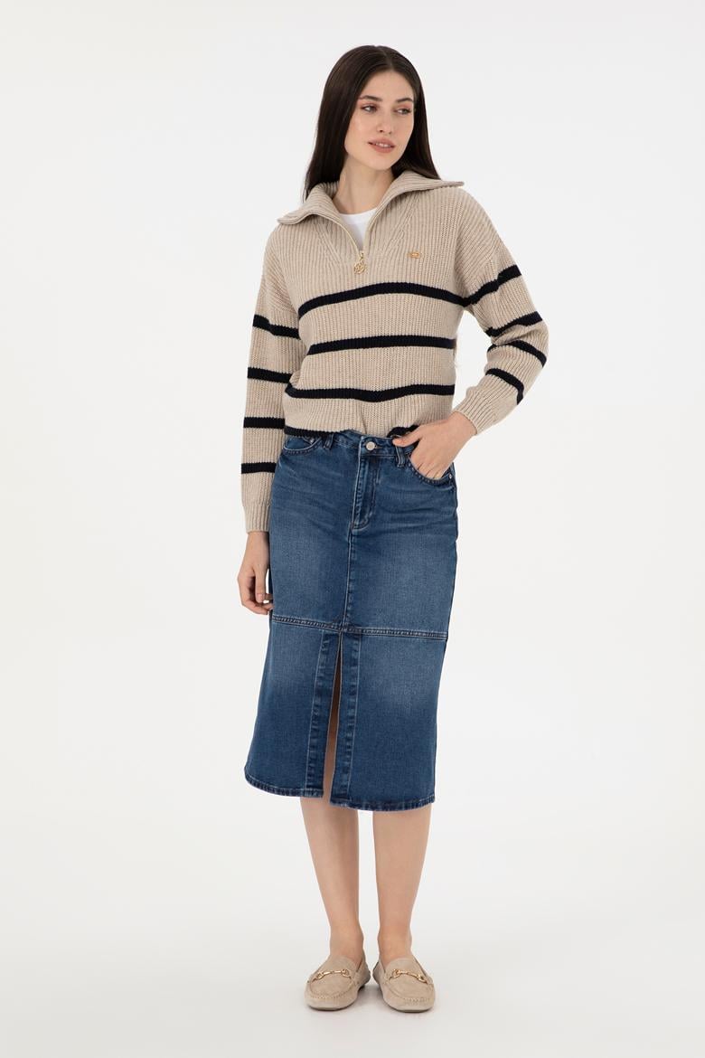 Kadın Mavi Jean Etek - 50291114003