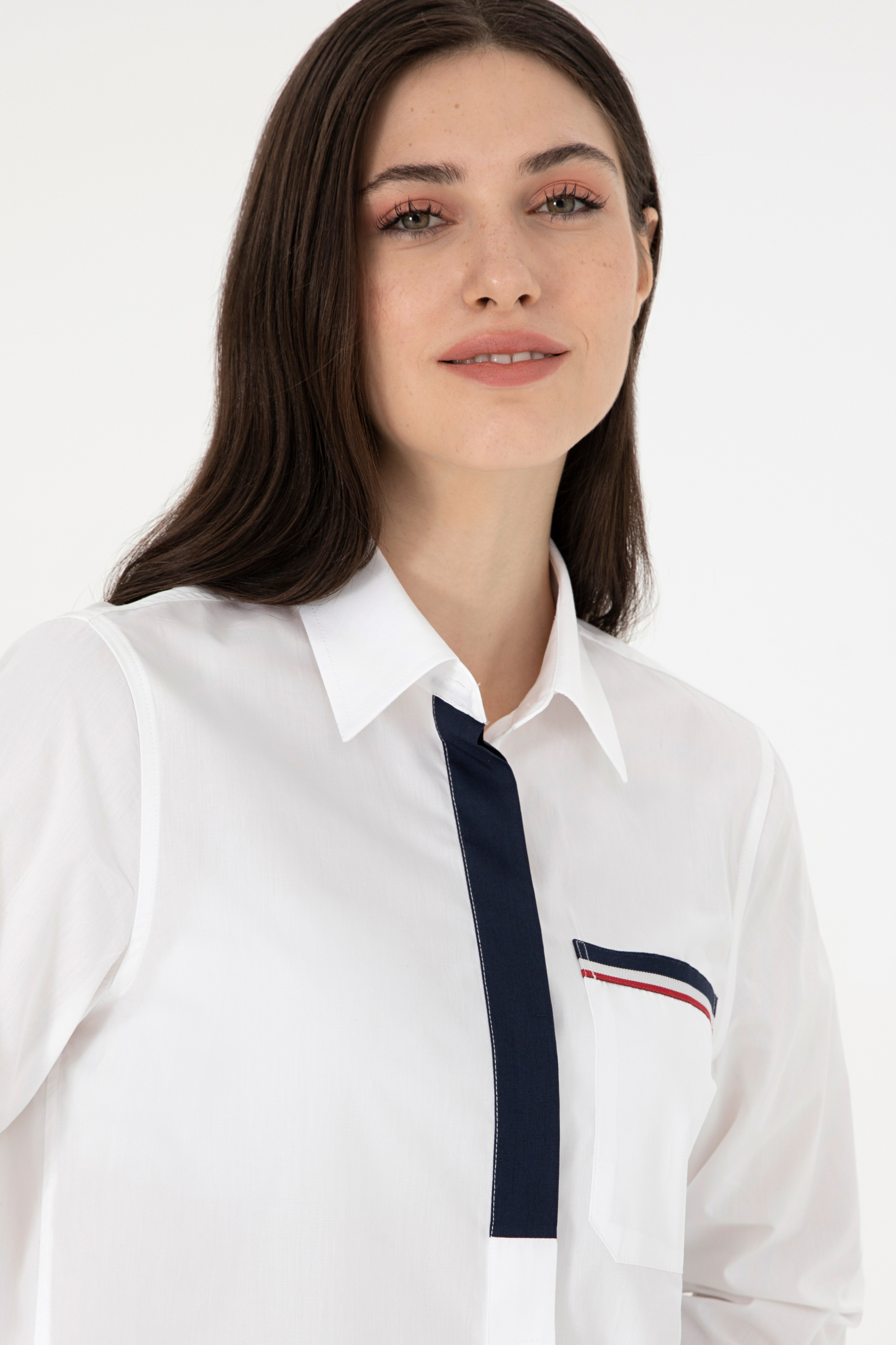 Kadın Beyaz Uzun Kollu Gömlek - Image 2