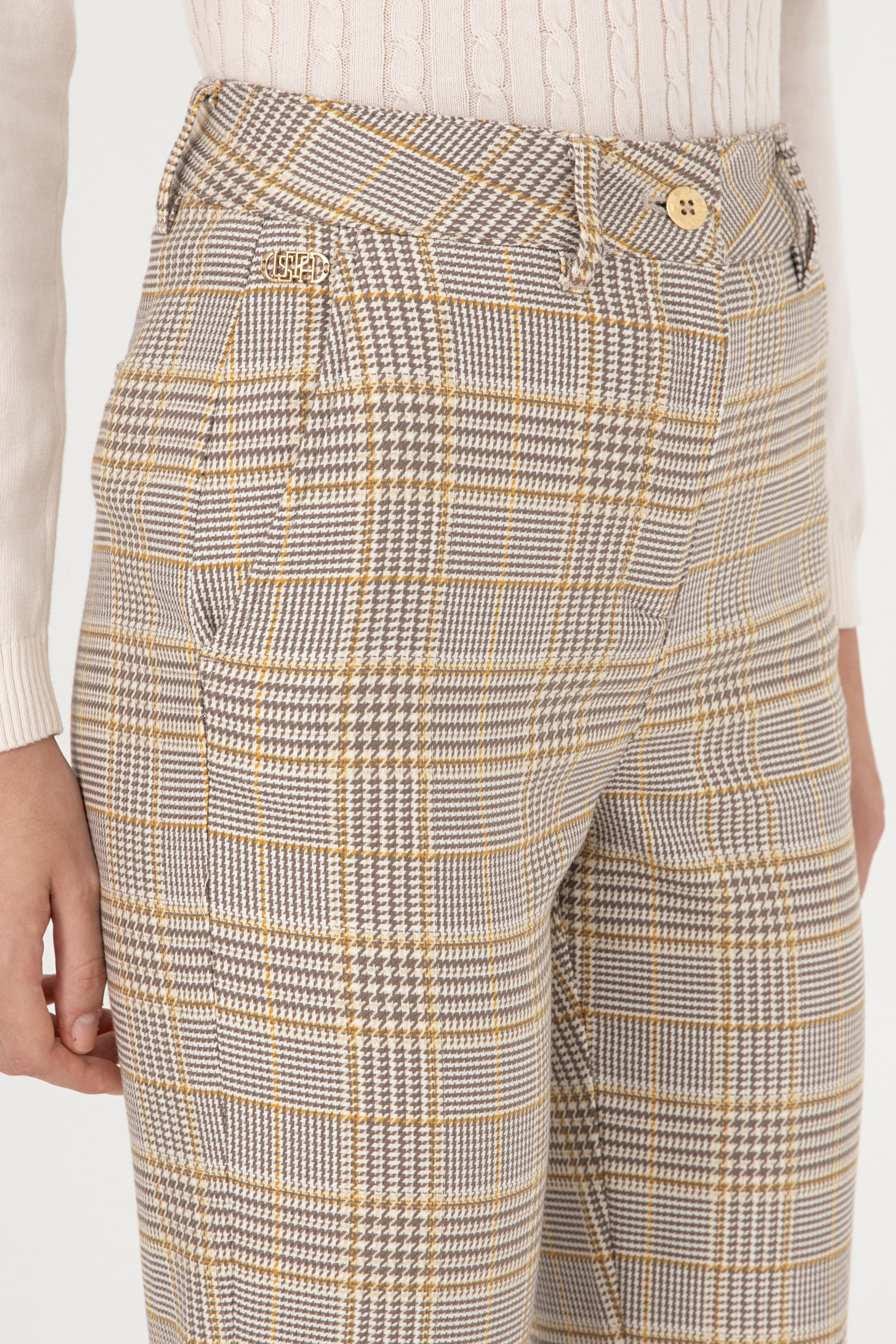 Kadın Sarı Carrot Hight Waist Fit Kanvas Pantolon - Image 5