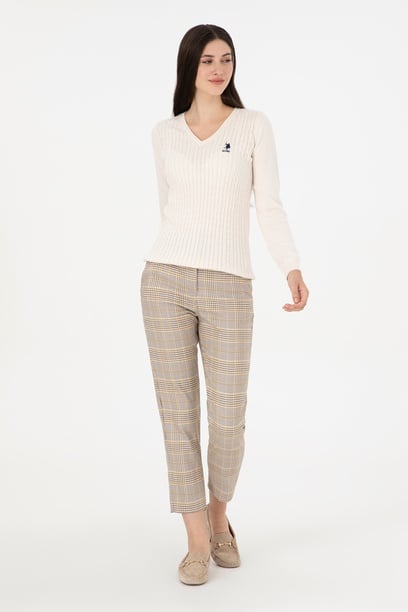Kadın Sarı Carrot Hight Waist Fit Kanvas Pantolon