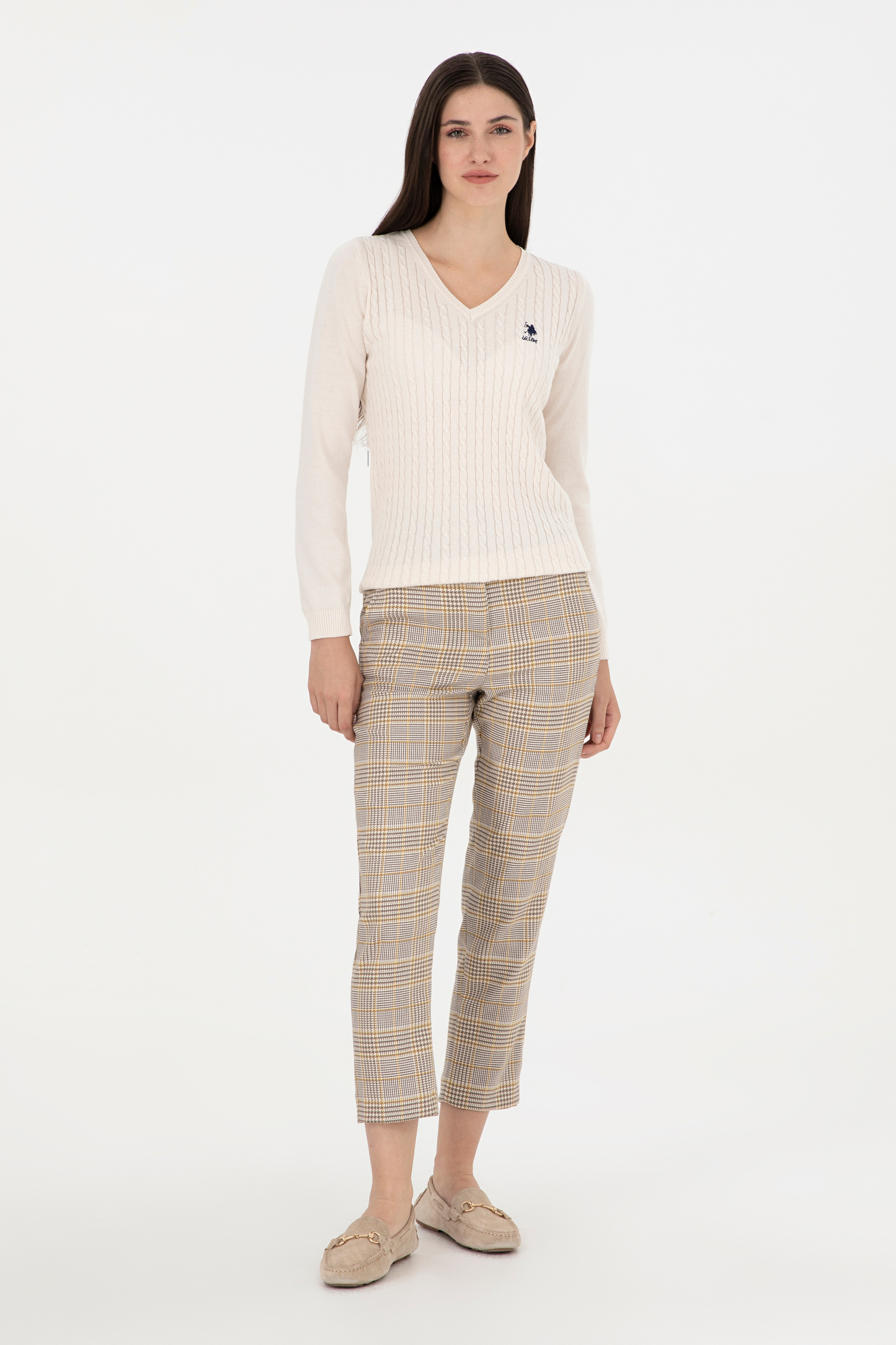 Kadın Sarı Carrot Hight Waist Fit Kanvas Pantolon - Image 1
