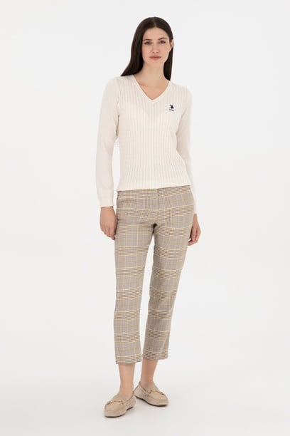 Kadın Sarı Carrot Hight Waist Fit Kanvas Pantolon