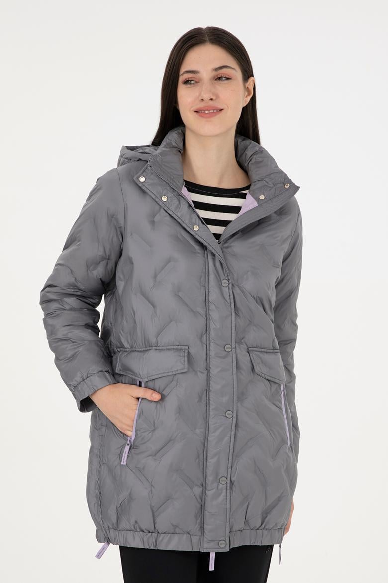 Kadın Açık Gri Kaban - 50291306025