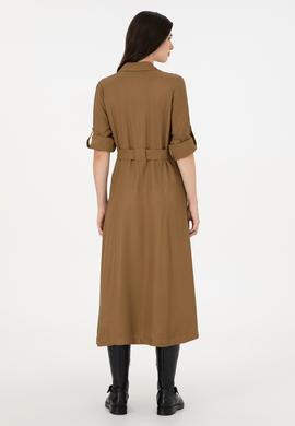 Kadın Haki Midi Boy Dokuma Elbise - 50289871011