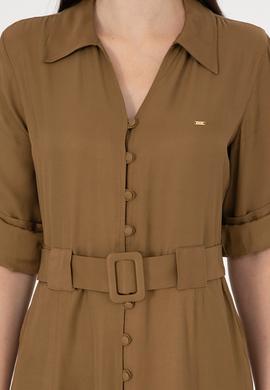 Kadın Haki Midi Boy Dokuma Elbise - 50289871011