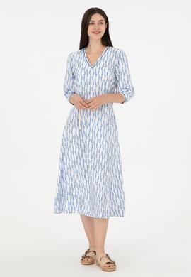 Kadın Koyu Mavi Midi Boy Dokuma Elbise - 50280542003