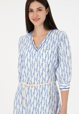 Kadın Koyu Mavi Midi Boy Dokuma Elbise - 50280542003