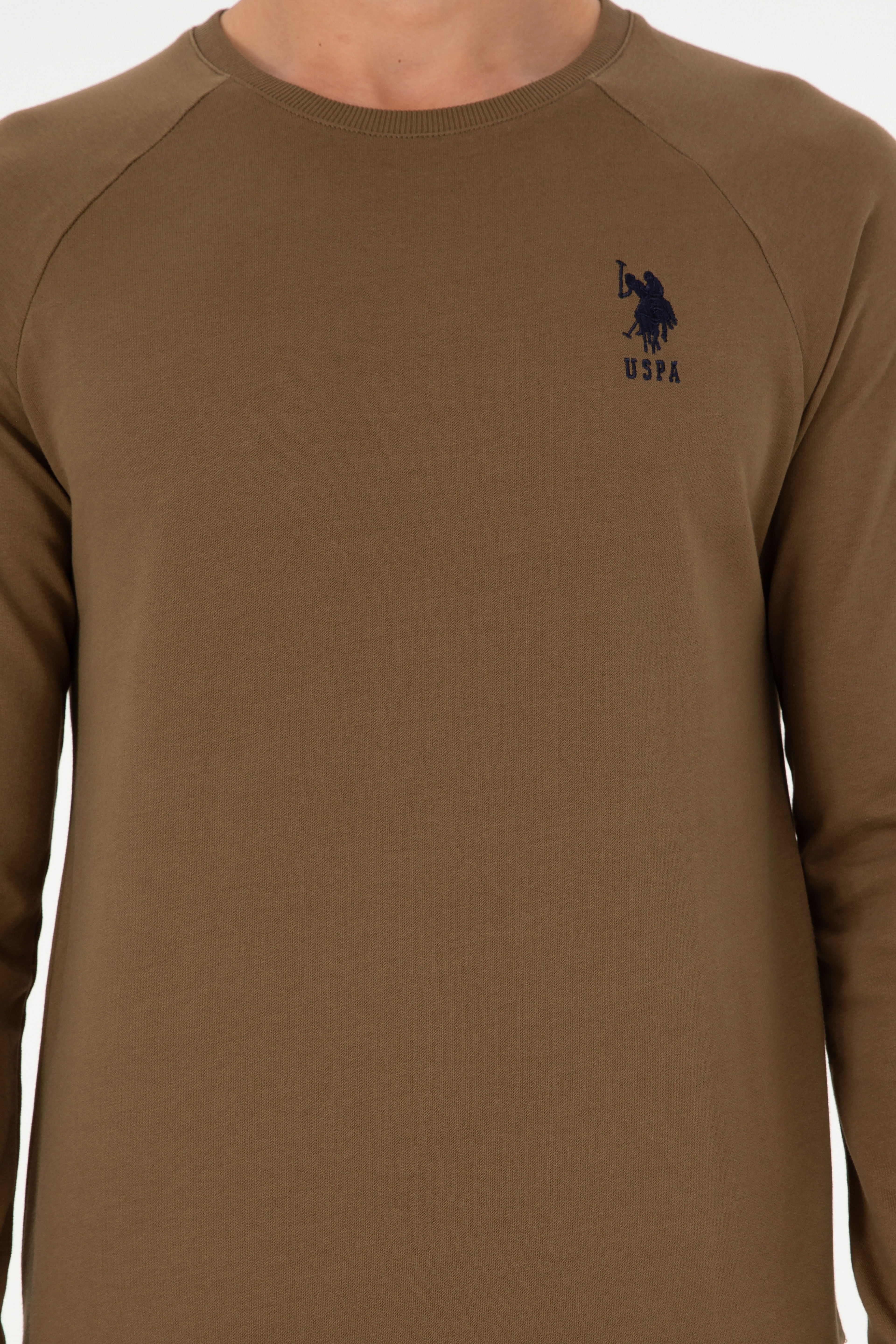 Erkek Haki Basic Sweatshirt