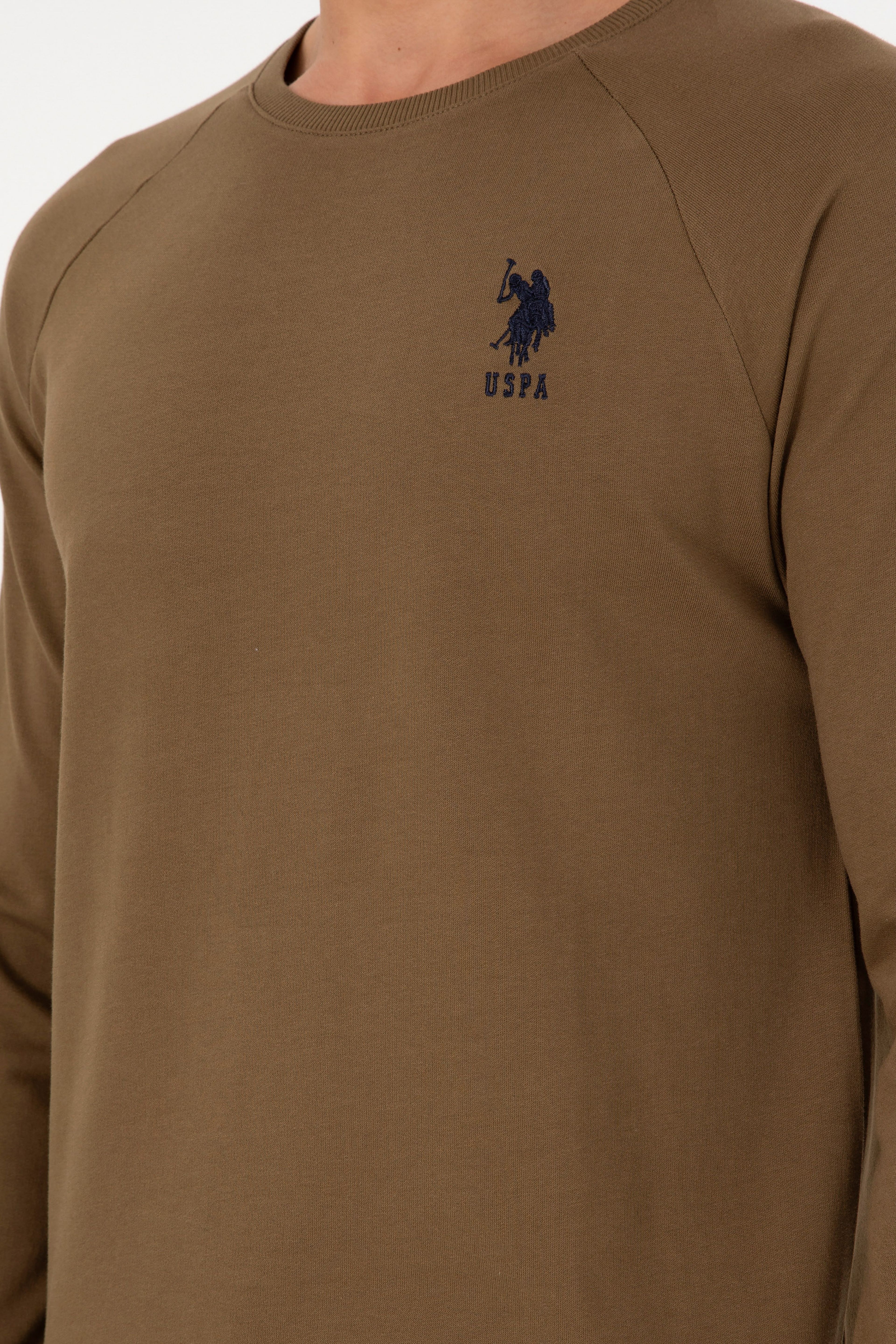 Erkek Haki Basic Sweatshirt - Image 7