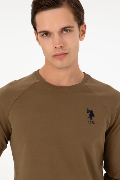 Erkek Haki Basic Sweatshirt