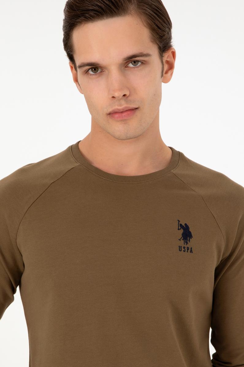 Erkek Haki Basic Sweatshirt