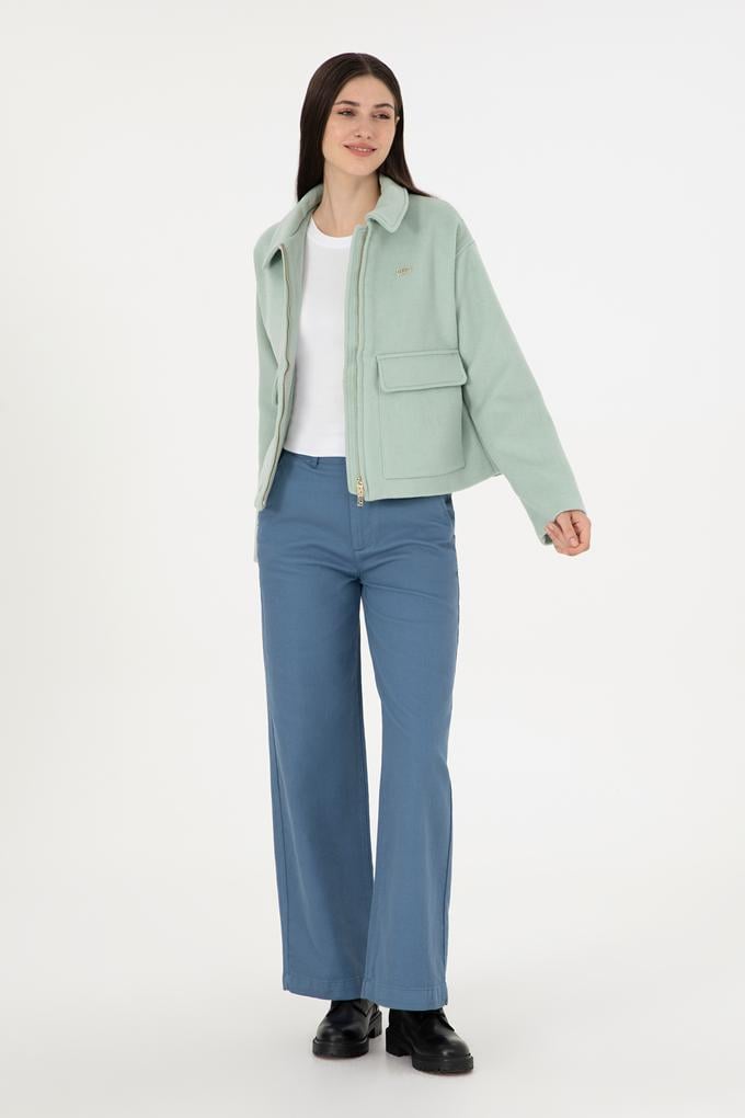 Kadın Saks Kanvas Pantolon