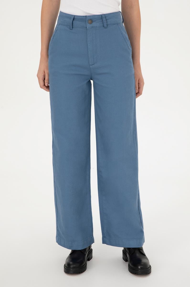 Kadın Saks Kanvas Pantolon