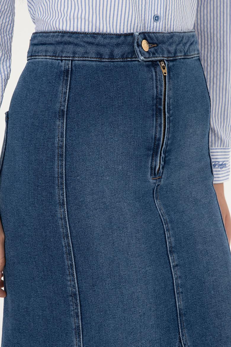 Kadın Mavi Maxi Boy Jean Etek - 50291112003