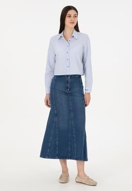 Kadın Mavi Maxi Boy Jean Etek - 50291112003