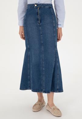 Kadın Mavi Maxi Boy Jean Etek - 50291112003