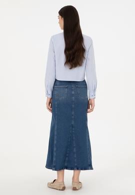 Kadın Mavi Maxi Boy Jean Etek - 50291112003