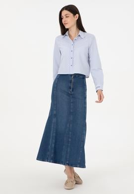 Kadın Mavi Maxi Boy Jean Etek - 50291112003