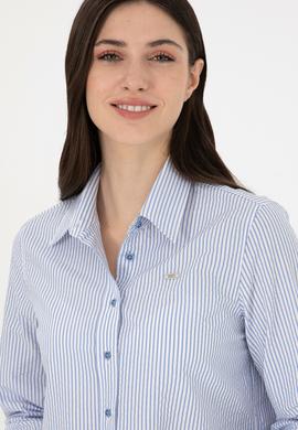 Kadın Saks Uzun Kollu Gömlek - 50291106004