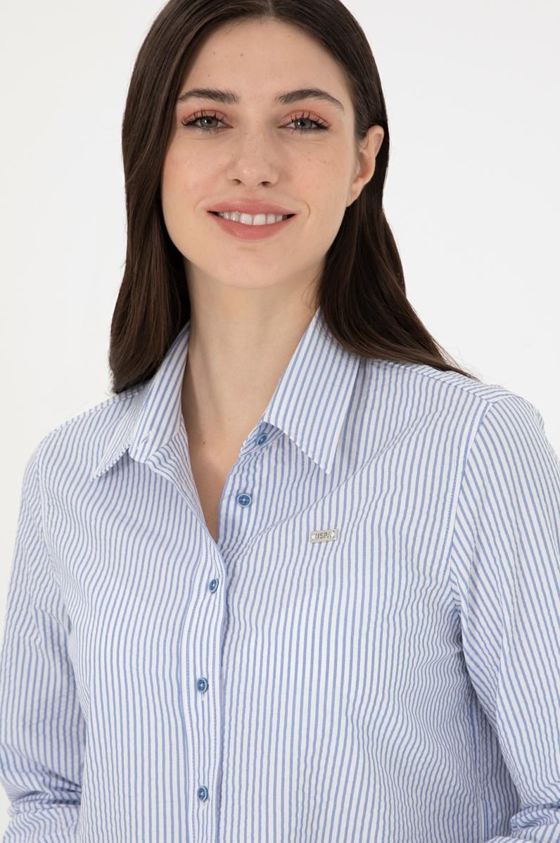 Kadın Saks Uzun Kollu Gömlek