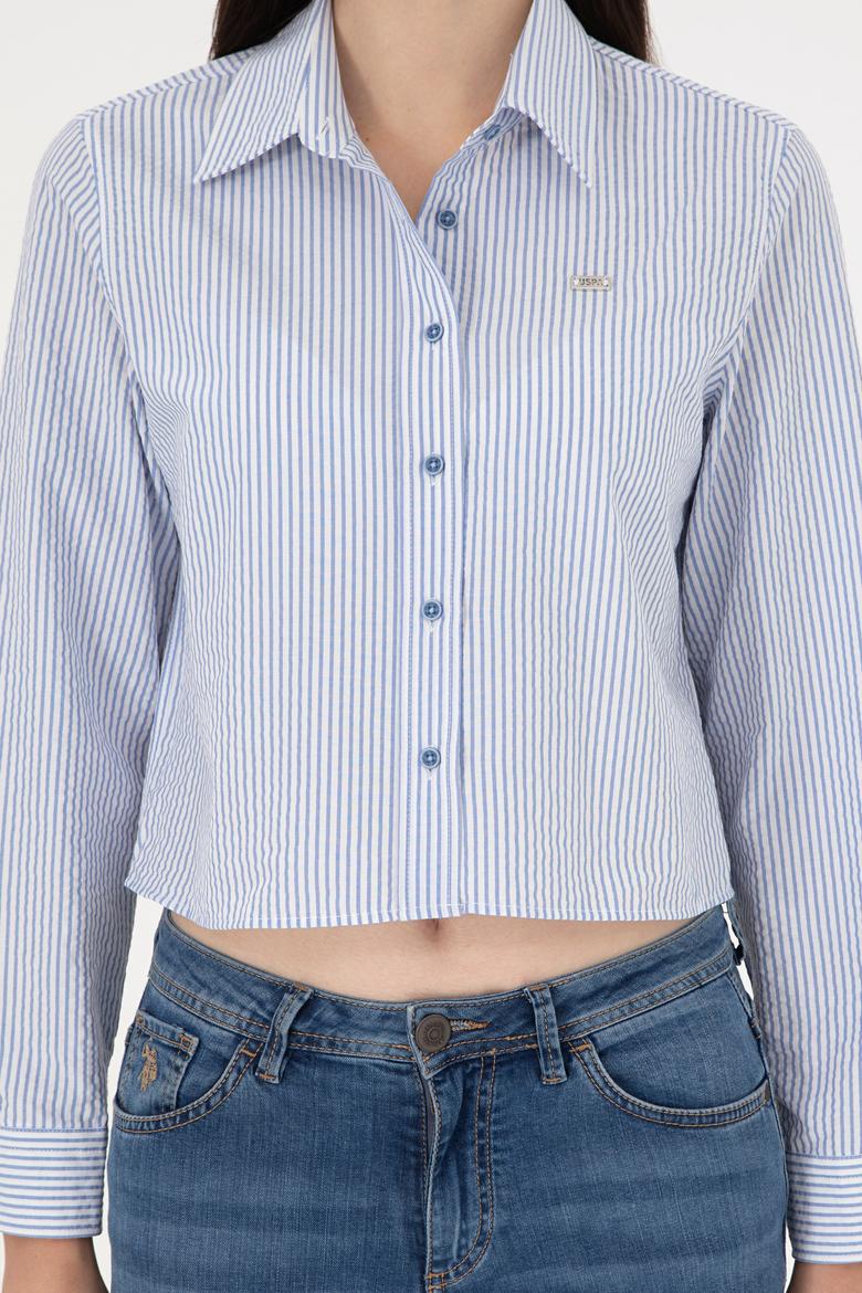 Kadın Saks Uzun Kollu Gömlek - 50291106004