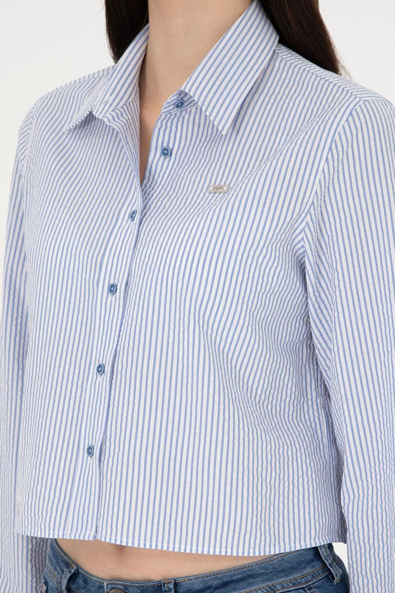 Kadın Saks Uzun Kollu Gömlek - 50291106004