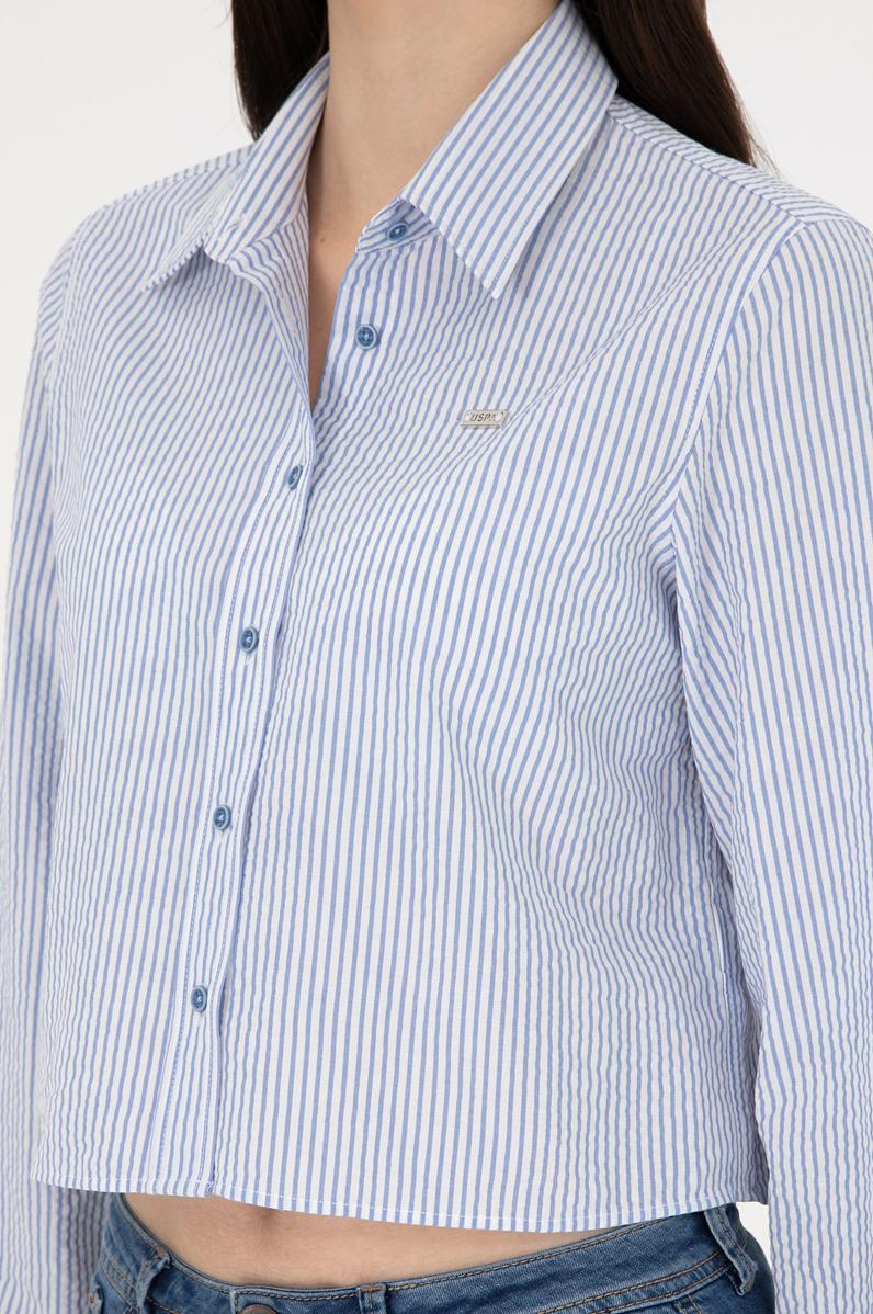 Kadın Saks Uzun Kollu Gömlek