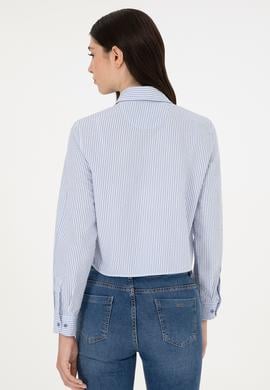 Kadın Saks Uzun Kollu Gömlek - 50291106004