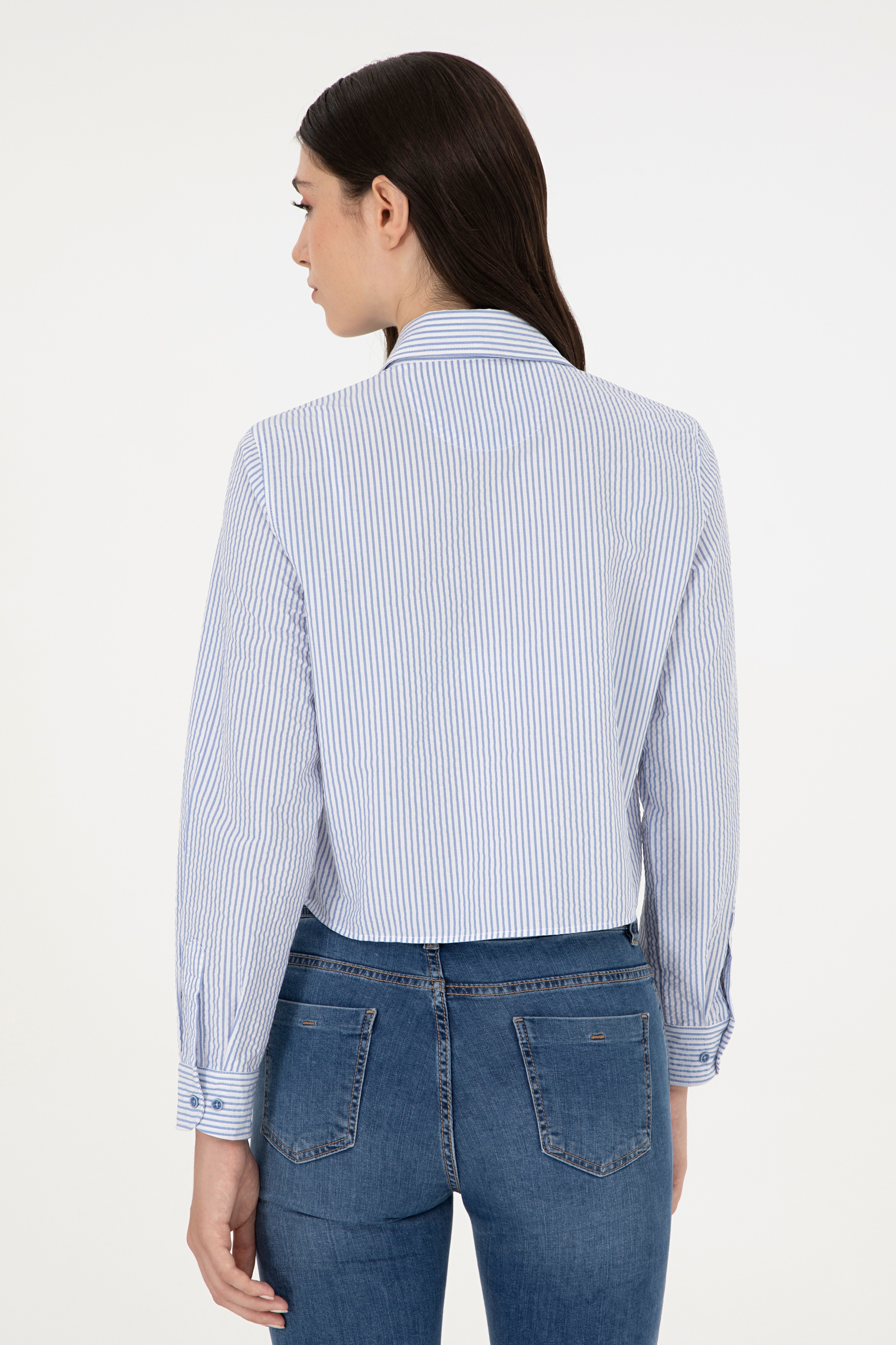 Kadın Saks Uzun Kollu Gömlek