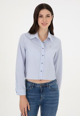 Kadın Saks Uzun Kollu Gömlek - 50291106004