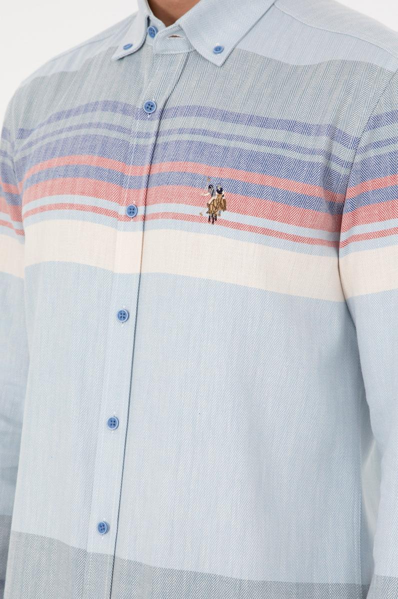 Erkek Saks Uzun Kollu Gömlek