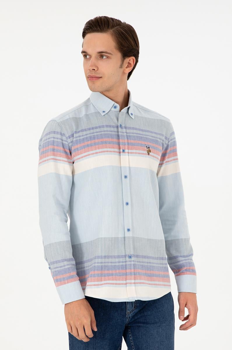 Erkek Saks Uzun Kollu Gömlek