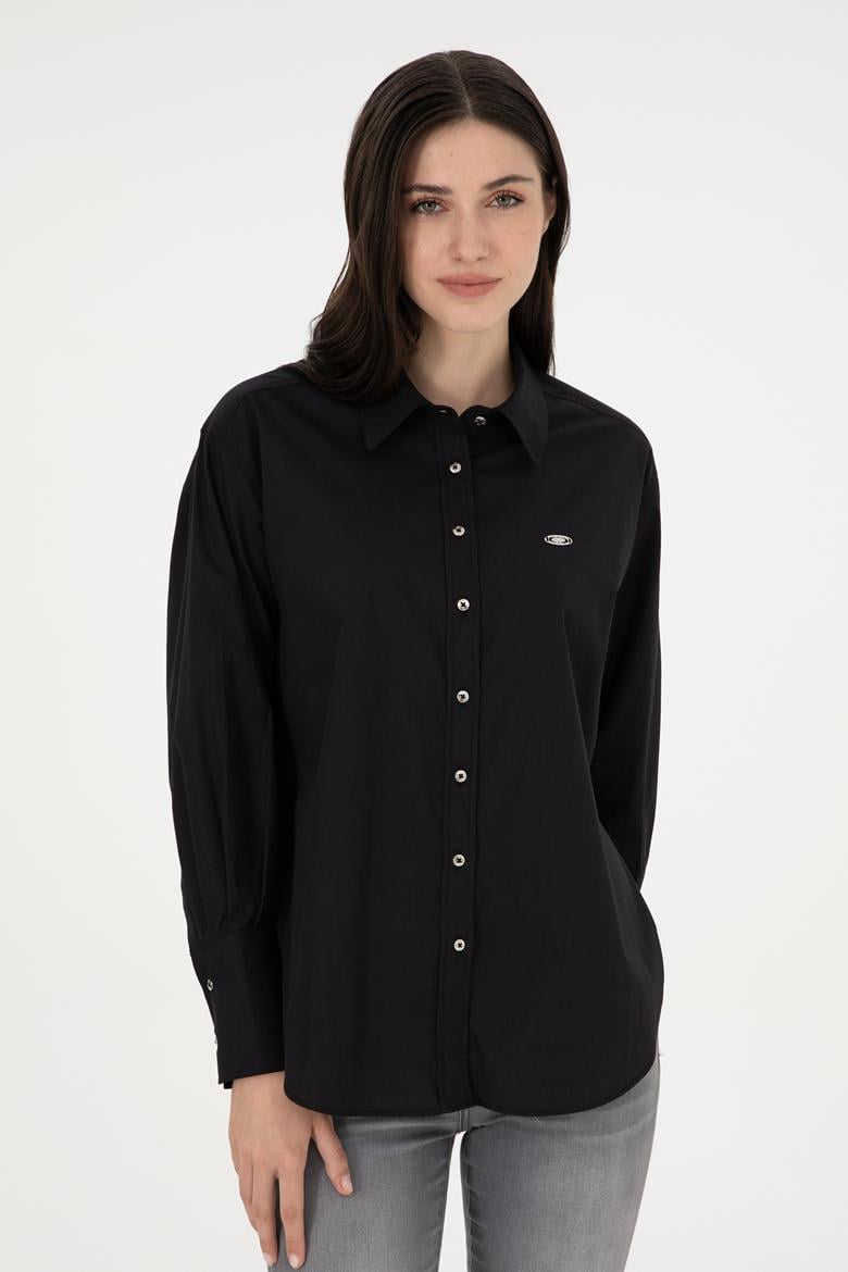 Kadın Siyah Uzun Kollu Gömlek - 50293802038