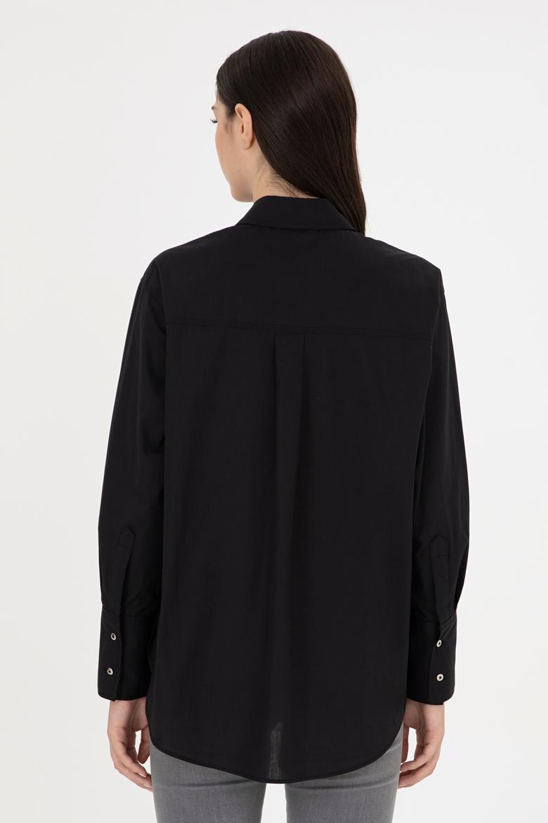 Kadın Siyah Uzun Kollu Gömlek - 50293802038