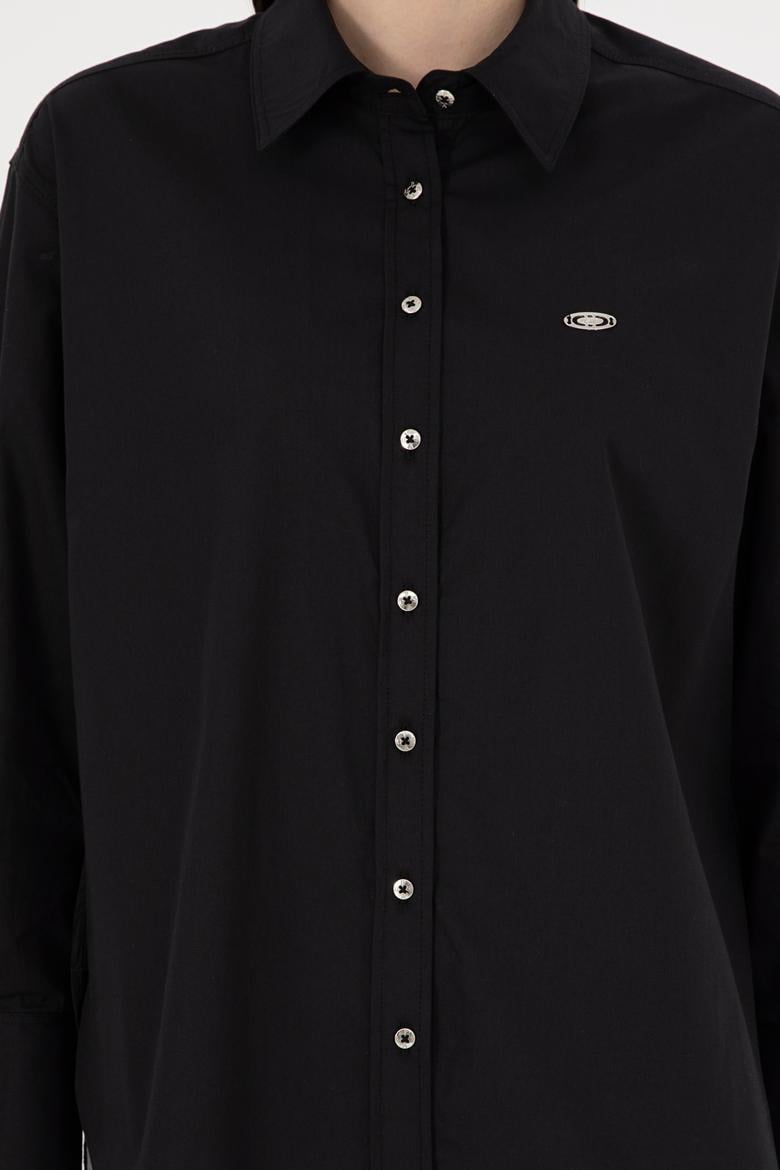 Kadın Siyah Uzun Kollu Gömlek - 50293802038