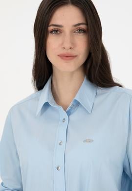 Kadın Açık Mavi Uzun Kollu Gömlek - 50293802031