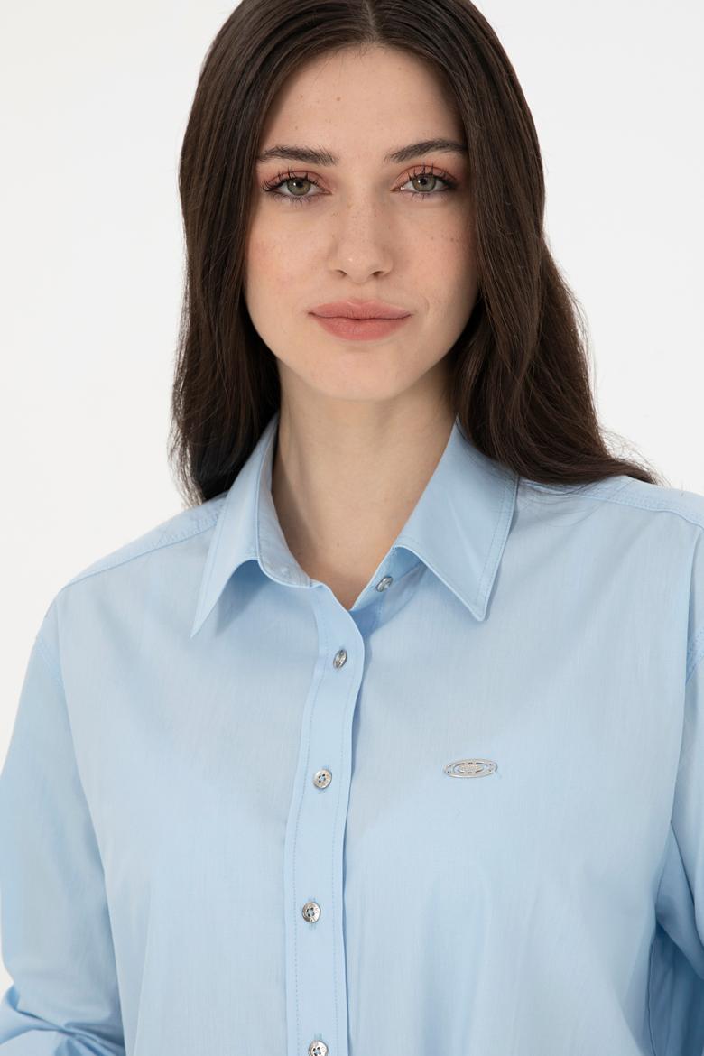 Kadın Açık Mavi Uzun Kollu Gömlek - 50293802031