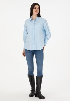 Kadın Açık Mavi Uzun Kollu Gömlek - 50293802031