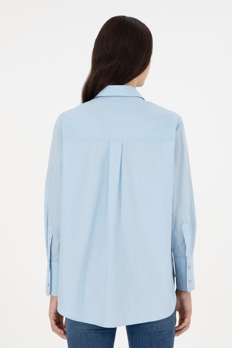 Kadın Açık Mavi Uzun Kollu Gömlek - 50293802031
