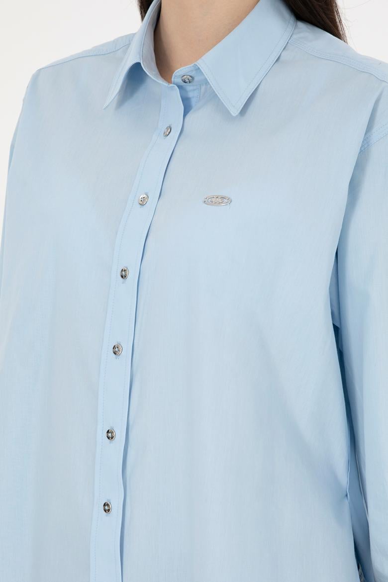 Kadın Açık Mavi Uzun Kollu Gömlek - 50293802031