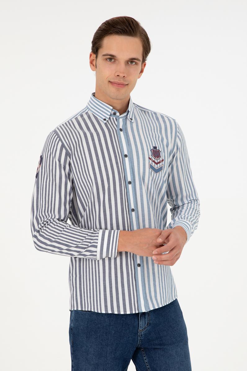 Erkek Lacivert Uzun Kollu Gömlek