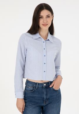 Kadın Saks Uzun Kollu Gömlek - 50296997003