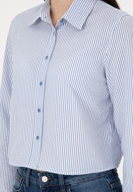 Kadın Saks Uzun Kollu Gömlek - 50296997003