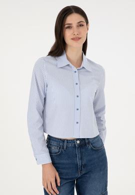 Kadın Saks Uzun Kollu Gömlek - 50296997003