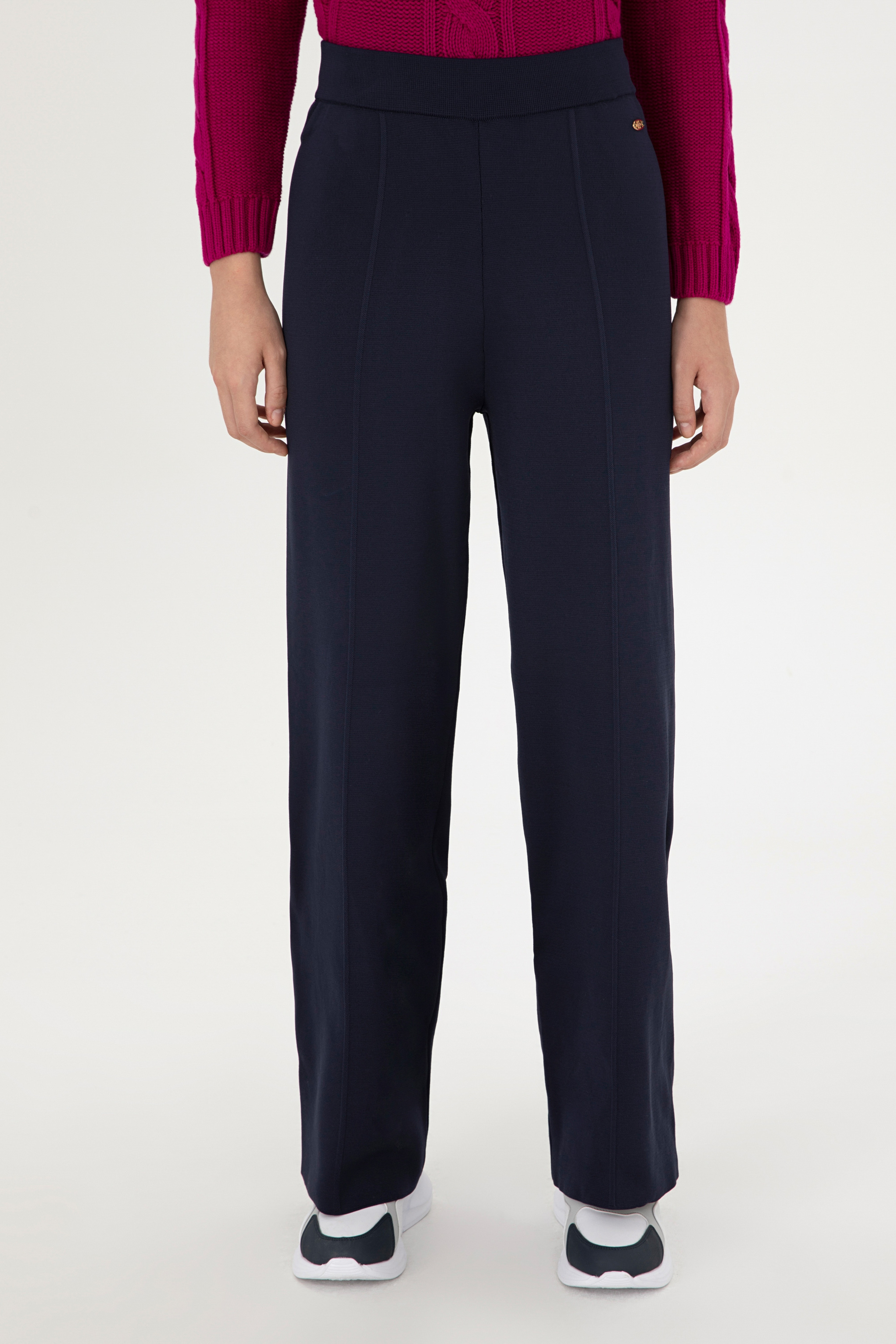 Kadın Lacivert Loose Fit Triko Pantolon - Image 2