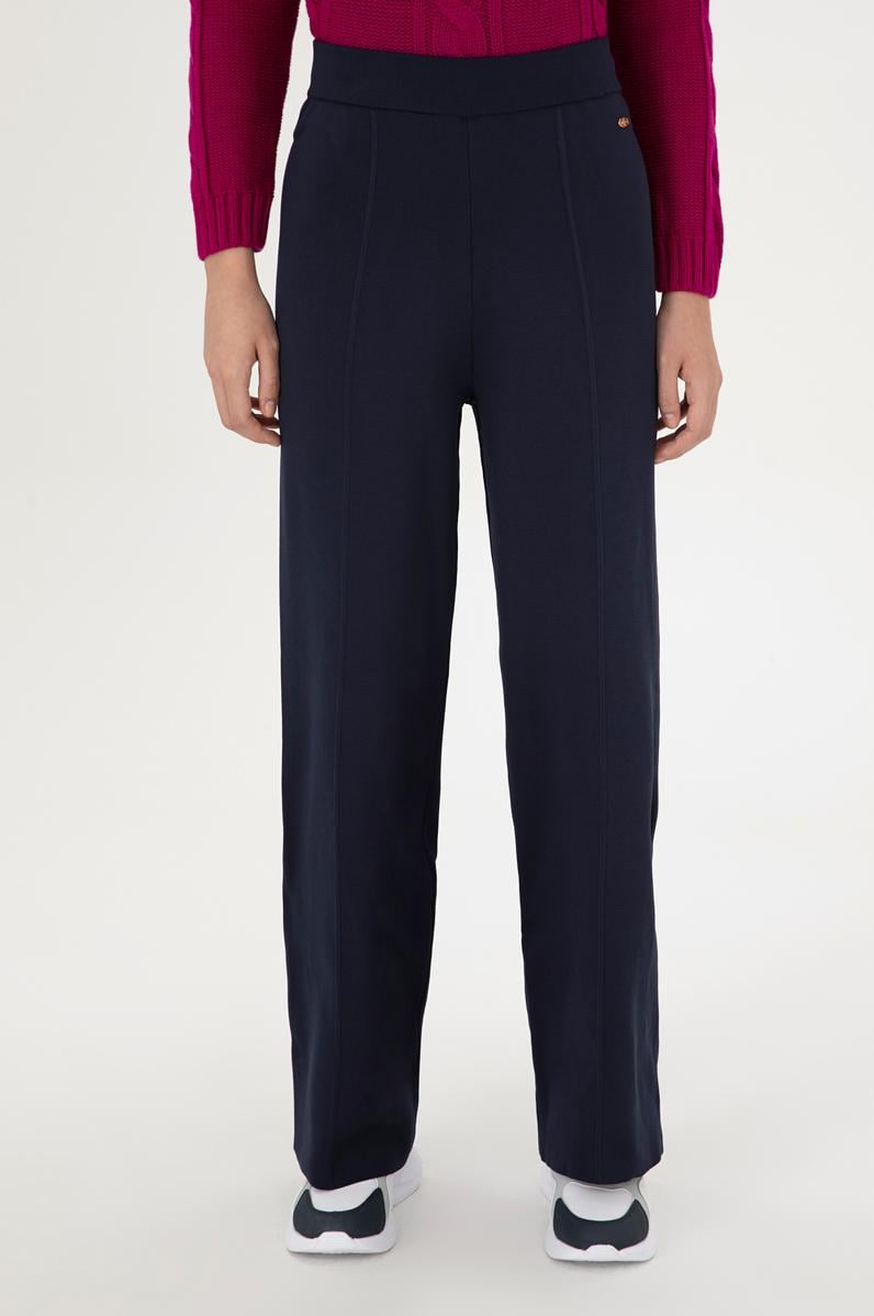 Kadın Lacivert Loose Fit Triko Pantolon