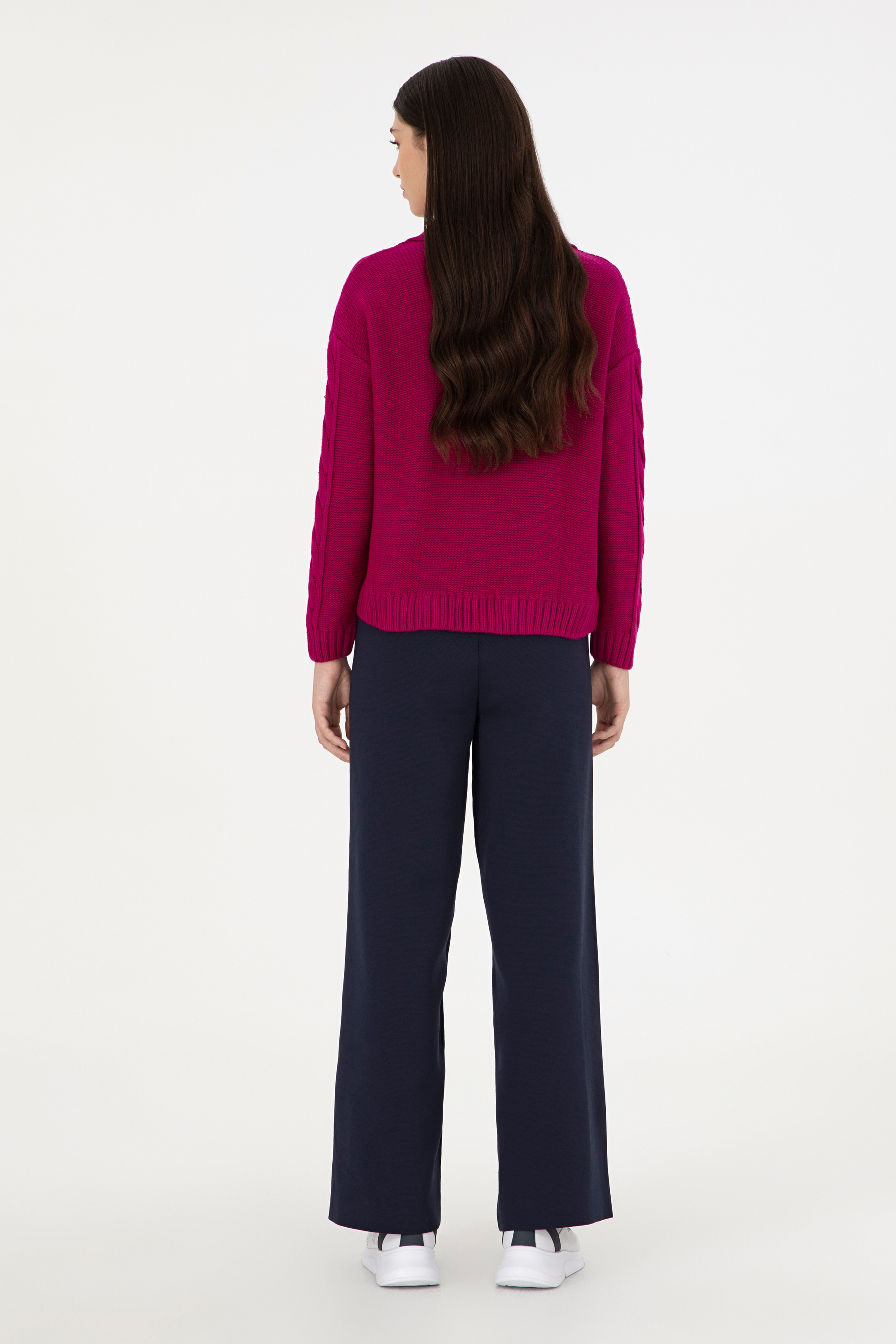 Kadın Lacivert Loose Fit Triko Pantolon