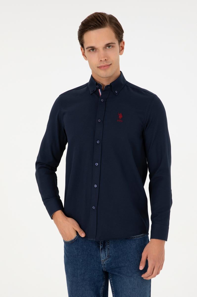 Erkek Lacivert Uzun Kollu Gömlek