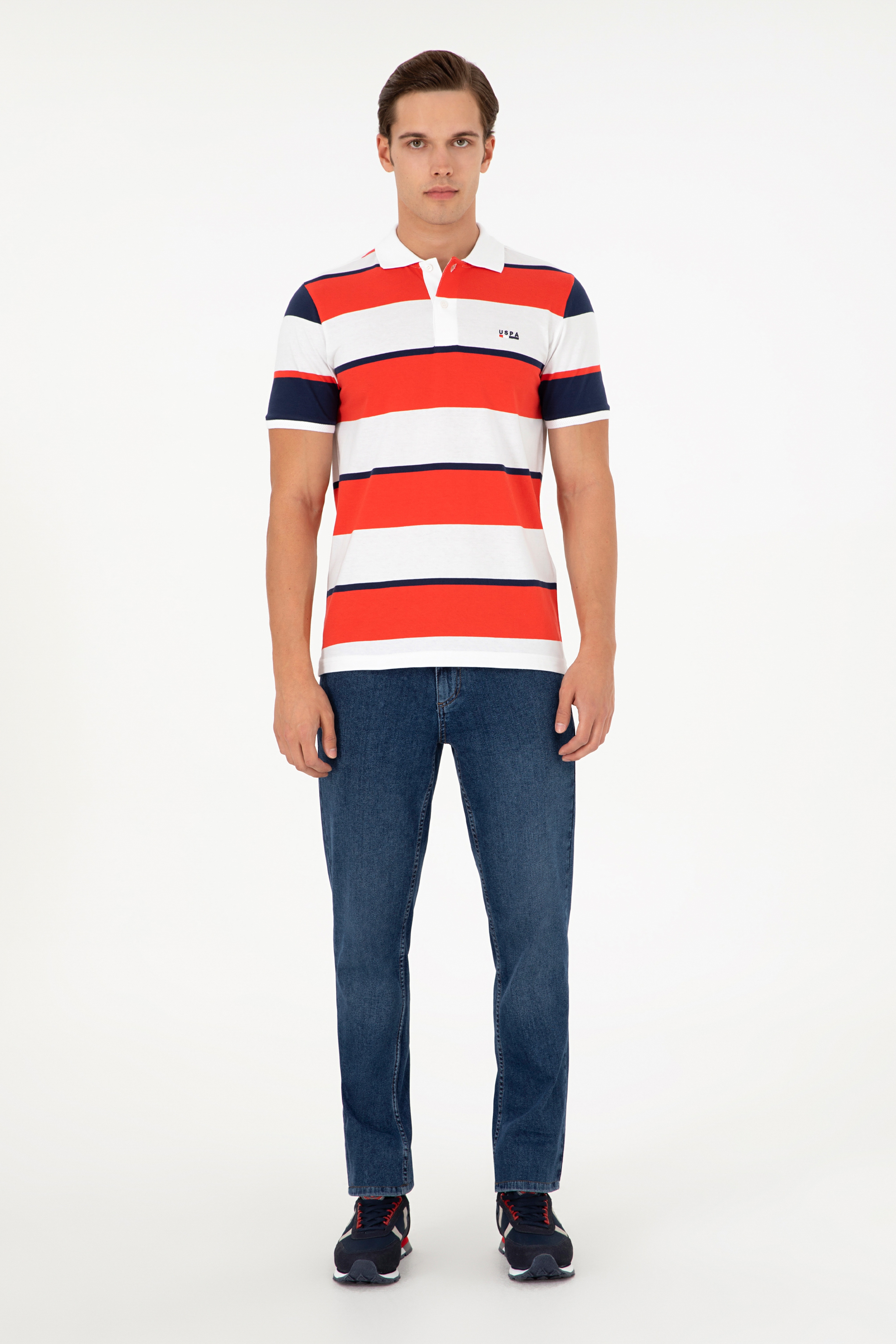 Erkek Regular Fit Polo Yaka Kırmızı Tişört